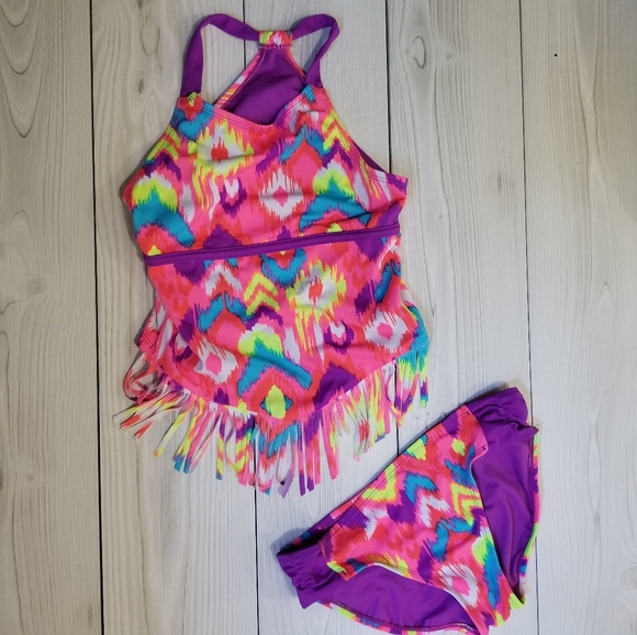 Justice Other - Justice Aztec Fringe tankini swimsuit Size 12